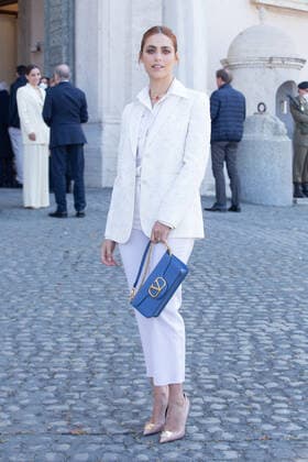 Italy: Nominees for David di Donatello 2022 Awards in Rome Miriam Leone in front of entrance to Quirinal Palace in Rome for presentation ceremony of nominations for David di Donatello 2022 awards Rome Italy Copyright: MatteoxNardone