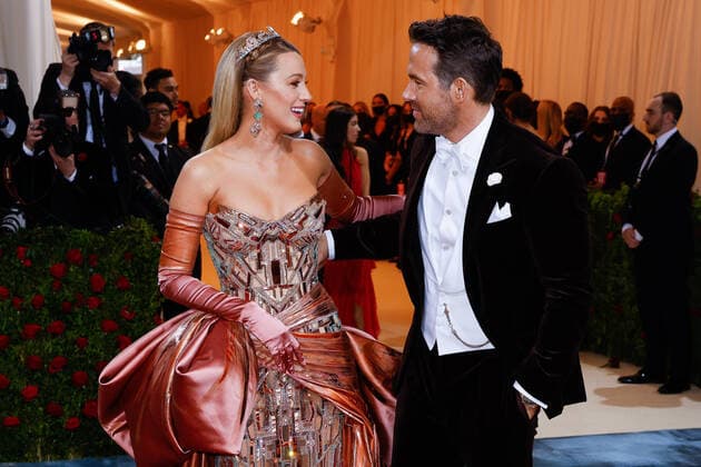 Blake Lively and Ryan Reynolds arrive on the red carpet for The Met Gala at The Metropolitan Museum of Art celebrating the Costume Institute opening of In America: An Anthology of Fashion in New York City on Monday, May 2, 2022.  NYP20220502511 JOHNxANGELILLO