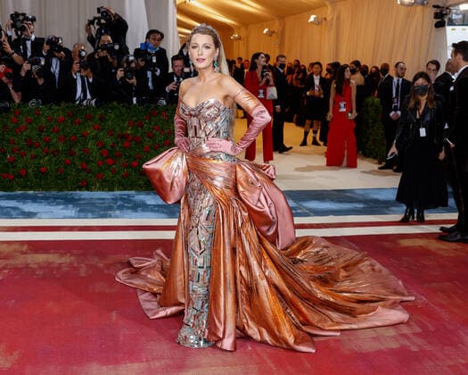 Blake Lively arrives on the red carpet for The Met Gala at The Metropolitan Museum of Art celebrating the Costume Institute opening of In America: An Anthology of Fashion in New York City on Monday, May 2, 2022.  NYP20220502515 JOHNxANGELILLO