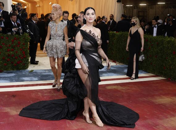 Katy Perry arrives on the red carpet for The Met Gala at The Metropolitan Museum of Art celebrating the Costume Institute opening of In America: An Anthology of Fashion in New York City on Monday, May 2, 2022.  NYP20220502224 JOHNxANGELILLO