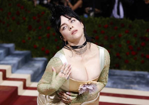 Billie Eilish arrives on the red carpet for The Met Gala at The Metropolitan Museum of Art celebrating the Costume Institute opening of In America: An Anthology of Fashion in New York City on Monday, May 2, 2022.  NYP20220502297 JOHNxANGELILLO