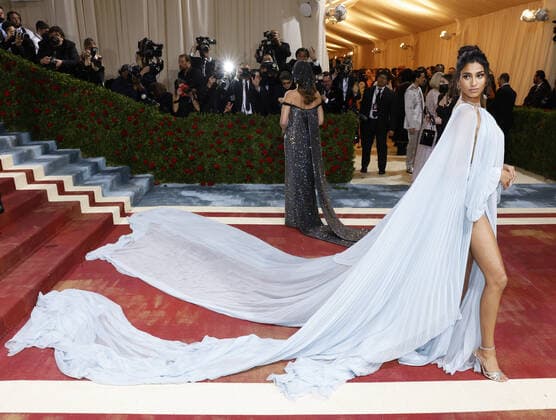 Imaan Hammam arrives on the red carpet for The Met Gala at The Metropolitan Museum of Art celebrating the Costume Institute opening of In America: An Anthology of Fashion in New York City on Monday, May 2, 2022.  NYP202205022290 JOHNxANGELILLO