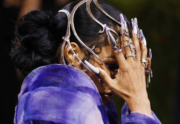 Teyana Taylor arrives on the red carpet for The Met Gala at The Metropolitan Museum of Art celebrating the Costume Institute opening of In America: An Anthology of Fashion in New York City on Monday, May 2, 2022.  NYP20220502311 JOHNxANGELILLO