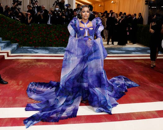 Teyana Taylor arrives on the red carpet for The Met Gala at The Metropolitan Museum of Art celebrating the Costume Institute opening of In America: An Anthology of Fashion in New York City on Monday, May 2, 2022.  NYP20220502574 JOHNxANGELILLO