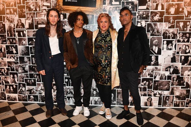 2022 APRA MUSIC AWARDS, (L-R) Didirri, Junga Brody, Kylie Auldist and Dean Brody pose for photos during the 2022 APRA Music Awards at Melbourne Town Hall in Melbourne, Tuesday, May 3, 2022. ( NO ARCHIVING, EDITORIAL USE ONLY, NO USE IN BOOKS WITHOUT CONSENT MELBOURNE VIC AUSTRALIA  Copyright: xJAMESxROSSx 20220503001654535816