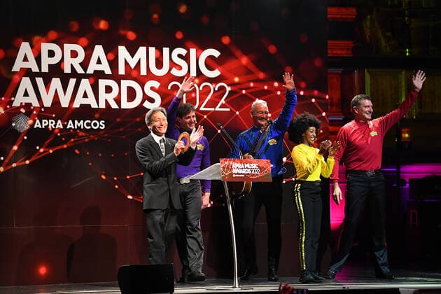 2022 APRA MUSIC AWARDS, The wiggles perform on stage during the 2022 APRA Music Awards at Melbourne Town Hall in Melbourne, Tuesday, May 3, 2022. ( NO ARCHIVING, EDITORIAL USE ONLY, NO USE IN BOOKS WITHOUT CONSENT MELBOURNE VIC AUSTRALIA  Copyright: xJAMESxROSSx 20220503001654566370
