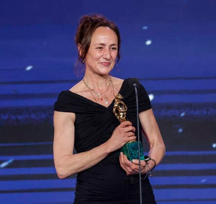 May 3, 2022, ROME, Italia: Italian costume designer Ursula Patzak at Cinecitta studios receives award for Best Costume Design for Qui rido io during the 67th edition of the David di Donatello Awards, in Rome, Italy, 3 May 2022. ANSA GIUSEPPE LAMI ROME Italia  - ZUMAa110 20220503_zaf_a110_007 Copyright: xGiuseppexLamix