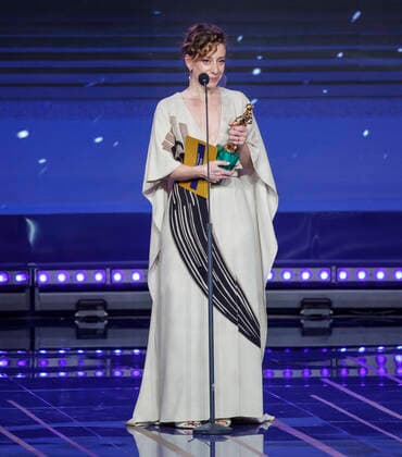 Verleihung des David di Donatello-Preises 2022 in Rom - Die Preisträger May 3, 2022, ROME, Italia: Italian filmmaker Laura Samani at Cinecitta studios receives award for Best Debut Director for Piccolo corpo during the 67th edition of the David di Donatello Awards, in Rome, Italy, 3 May 2022. ANSA GIUSEPPE LAMI ROME Italia - ZUMAa110 20220503_zaf_a110_008 Copyright: xGiuseppexLamix
