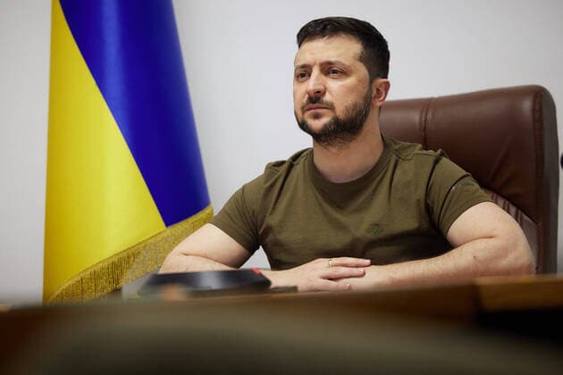 News Themen der Woche KW18 News Bilder des Tages May 4, 2022, Kyiv, Ukraine: Ukrainian President VOLODYMYR ZELENSKYY, addresses the Danish people on the anniversary of the liberation of Denmark from the Nazis. Kyiv Ukraine - ZUMAz03_ 20220504_int_z03_045 Copyright: xUkrainexPresidencyx