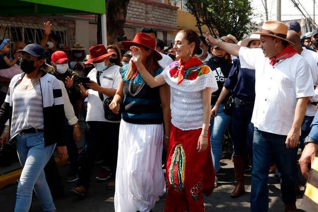 May 5, 2022, Mexico City, Mexico City, Mexico: Mexico City Mayor Claudia Sheinbaum Pardo is seen during a reenactment to commemorate the 160th anniversary of the Battle of Puebla, with the triumph of the Mexican Army over the French troops. On May 5, 2022 In Mexico City, Mexico. Mexico City Mexico - ZUMAe321 20220505_zia_e321_036 Copyright: xLuisxBarronx xEyepixxGroupx