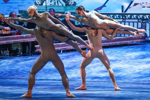 MOSCOW, RUSSIA - MAY 6, 2022: Kremlin Ballet dancers perform in a concert titled Lessons of History at the State Kremlin Palace, in the run-up to Victory Day marking the 77th anniversary of Allied Victory in WWII. The concert features popular Russian theater and film artists, while most of the spectators are WWII war and labour veterans. Artyom Geodakyan TASS  TS12FF29