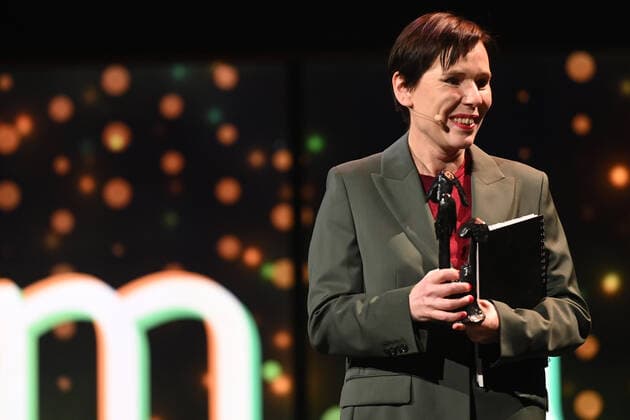Writer Annelies Verbeke receives the Literature Award at the award ceremony of the Ultimas 2022 , Flemish culture prizes, Tuesday 10 May 2022, in Antwerp.  DIRKxWAEM 34701280