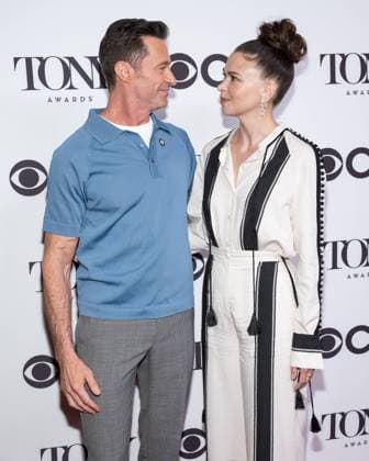 Hugh Jackman and Sutton Foster arrive at the 75th Annual Tony Awards Meet The Nominees Press Day on May 12, 2022 at the Sofitel New York in New York City.  NYP20220512570 GabrielexHoltermann