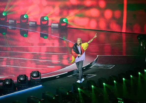 Entertainment Bilder des Tages 66th Eurovision Song Contest - Grand Final Malik Harris (Rockstar) Germany during the Eurovision Song Contest Grand Final on 14 May 2022 at Pala Olimpico, Turin, Italy. Photo Nderim Kaceli Turin Italy  Copyright: xNderimxKacelix originalFilename: livemedia-eurivisi220514_npH7i.jpg