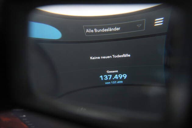 Dashboard des RKI, die 7-Tage-Inzidenz liegt nun bei 439,2 es werden KEINE NEUEN TODESFAELLE (TODESFÄLLE) gemeldet. 7-Tage-Inzidenz, Dashboard des RKI auf einem Monitor am 16.05.2022 in Siegen Deutschland.