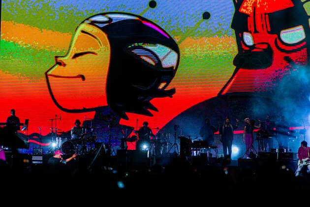 SÃO PAULO, SP - 15.05.2022: FESTIVAL MITA - Gorillaz is a virtual British trip rock band created in 1998 by Blur vocalist and leader Damon Albarn and cartoonist Jamie Hewlett, co-creator of the comic strip Tank Girl, was responsible for closing the Mita Festival, held at Spark Arena, West Zone of São Paulo. Sao Paulo, May 15, 2022. x2206519x  VanxCampos