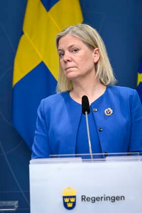 Sweden s Prime Minister Magdalena Andersson gives a news conference in Stockholm, Sweden, on May 16, 2022 Sweden s government has decided to apply for a NATO membership STOCKHOLM SWEDEN x10060x,  Copyright: xHenrikxMontgomery TTx SWEDEN NATO
