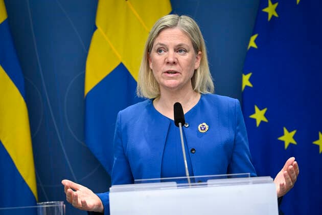 Sweden s Prime Minister Magdalena Andersson gives a news conference in Stockholm, Sweden, on May 16, 2022 Sweden s government has decided to apply for a NATO membership STOCKHOLM SWEDEN x10060x,  Copyright: xHenrikxMontgomery TTx SWEDEN NATO