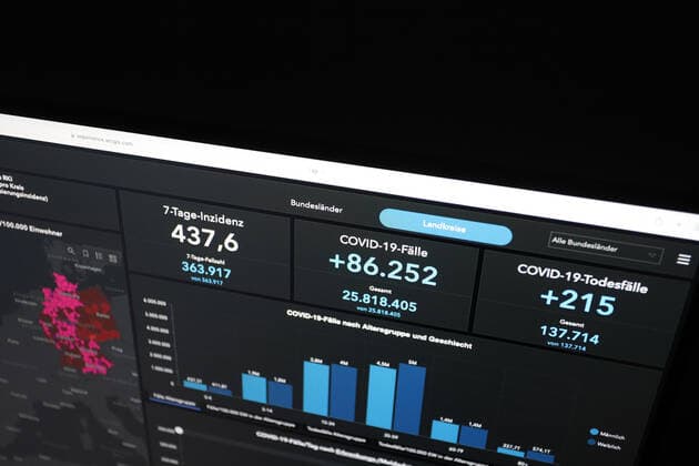 Dashboard des RKI, die 7-Tage-Inzidenz liegt nun bei 437,6 7-Tage-Inzidenz, Dashboard des RKI auf einem Monitor am 17.05.2022 in Siegen Deutschland.