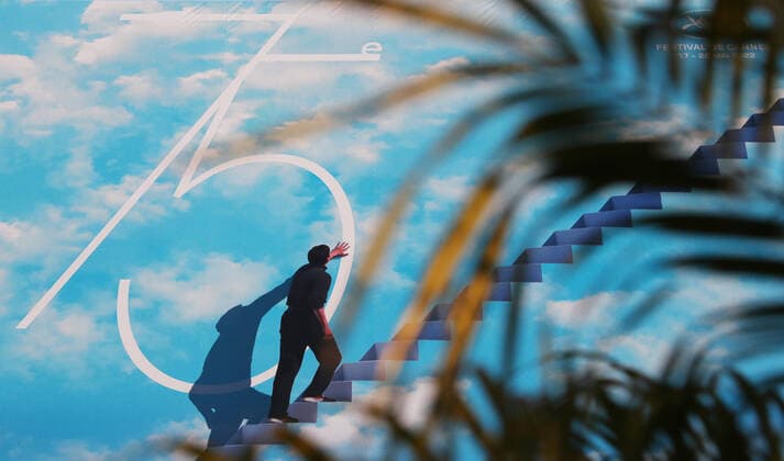 (220517) -- CANNES, May 17, 2022 -- An official poster is seen outside the Palais des Festivals ahead of the 75th Cannes Film Festival in Cannes, southern France, May 16, 2022. The 75th Cannes Film Festival is scheduled to be held from May 17 to 28. ) FRANCE-CANNES-FILM FESTIVAL-PREPARATION GaoxJing 