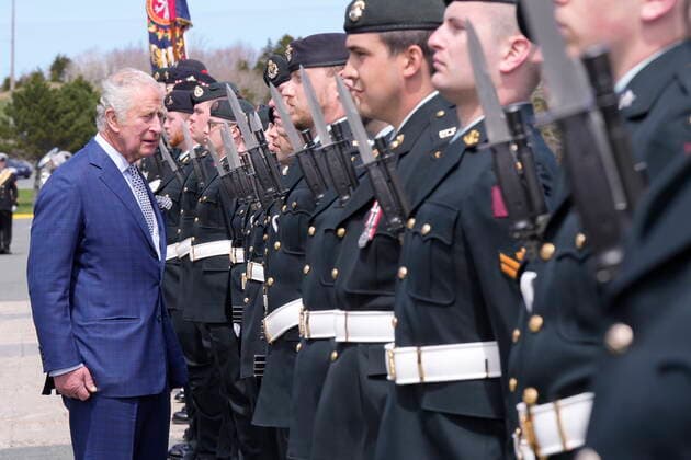 May 17, 2022, St. John s, NL, Canada: Prince Charles inspects the guard of honour in St. John s as he arrives for a Royal visit to Canada on Tuesday, May 17, 2022. St. John s Canada  - ZUMAc35_ 20220517_zaf_c35_102 Copyright: xPaulxChiassonx