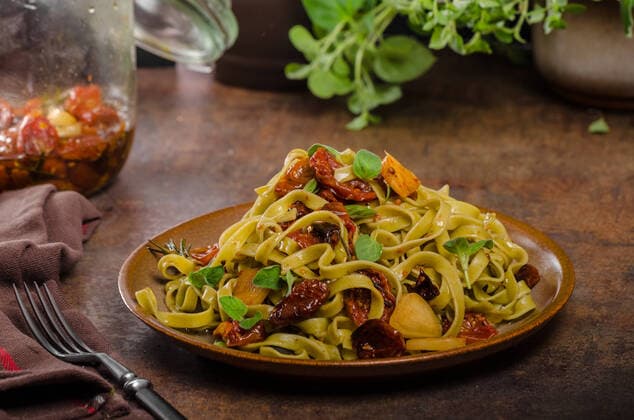 pasta with sun dried tomatoes and roasted garlic olive oil, fresh hebs in , 23159708.jpg, olive, pasta, oil, italian, food, tomato, basil, dinner, cuisine, ingredient, garlic, background, table, healthy, spaghetti, sauce, lunch, pepper, tomatoes, wooden, red, vegetable, herbs, meal, gourmet, green, top, traditional, nutrition, italy, food styling, cooking, wood, closeup, vegetarian, plate, raw, cheese, leaf, view, ingredients, sun dried tomatoes, tomatoes, roasted, garlic, olive oil, herbs, microgreens, rustic, styled,