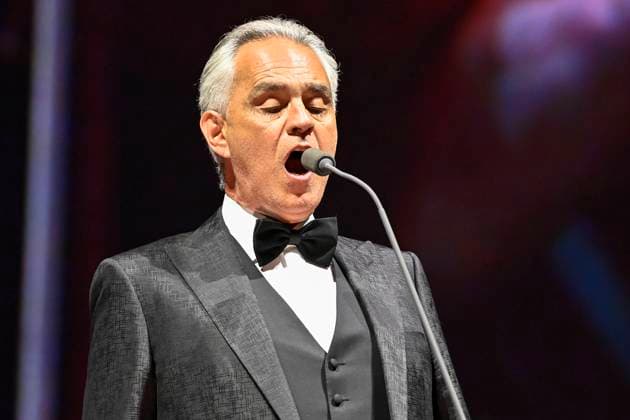 Italian opera singer Andrea Bocelli performs together with the Czech National Symphony Orchestra during the Believe World Tour 2022 in O2 Arena in Prague, Czech Republic, May 17, 2022. (CTKxPhoto VitxSimanek) CTKPhotoP2022051708827  VIS 004
