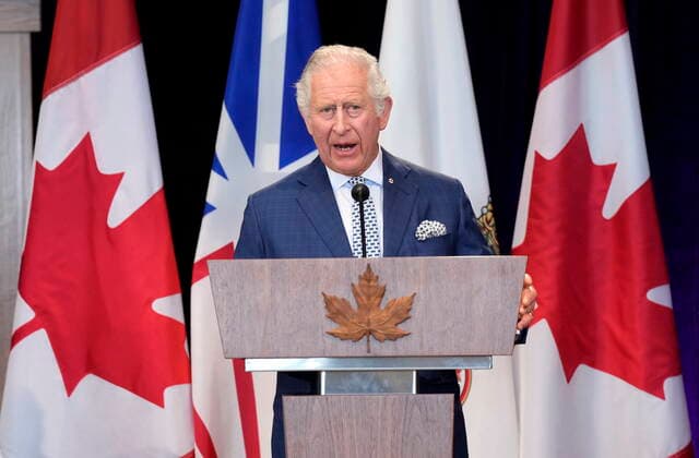 Entertainment Bilder des Tages May 17, 2022, St. John s, NL, Canada: Prince Charles speaks during a welcoming ceremony upon his arrival in St. John™s, as he and Camilla, Duchess of Cornwall, begin a three-day Canadian tour, Tuesday, May 17, 2022. St. John s Canada  - ZUMAc35_ 20220517_zaf_c35_128 Copyright: xPaulxChiassonx