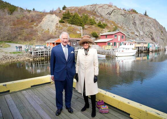 May 17, 2022, St. John s, NL, Canada: Prince Charles and Camilla, Duchess of Cornwall stand on a wharf in Quidi Vidi Village, a fishing village located in the east end of St. JohnöÄÃ s, during their Canadian Royal tour, Tuesday, May 17, 2022. St. John s Canada  - ZUMAc35_ 20220517_zaf_c35_192 Copyright: xPaulxChiassonx