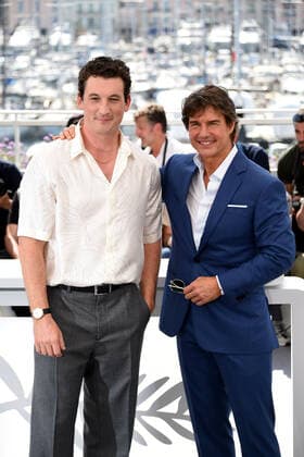 Cannes 2022 - 75Â° Festival Internazionale del cinema, Photocall del film Top Gun: Maverick . Nella foto Miles Teller e Top Cruise  Copyright: xAlbertoxTerenghix xipa-agency.nex xVenezia2020x