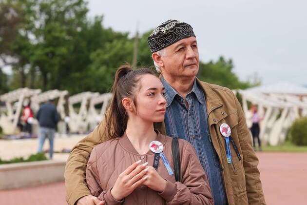 CRIMEA, RUSSIA â€“ MAY 16, 2022: People visit the Path of Revival of the Peoples of Crimea memorial at the Siren rail station in the Bakhchisarai District on the Day of Remembrance for the Deportation of the Peoples of Crimea. Crimea has been commemorating the Day of Remembrance for the Deportation of the Peoples of Crimea on 18 May since 1994. This tradition was established in memory of the forced deporation of the Crimean Tatars that began in 1944. Sergei Malgavko TASS  TS131A96