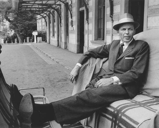 Franck Sinatra, 1958 American singer Franck Sinatra at Monte-Carlo station. June 12, 1958 Copyright: xLucxFournol Photo12x FRN15A00_001