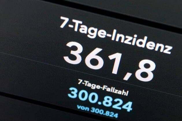 Dashboard des RKI, die 7-Tage-Inzidenz liegt nun bei 361,8 7-Tage-Inzidenz, Dashboard des RKI auf einem Monitor am 20.05.2022 in Siegen Deutschland.