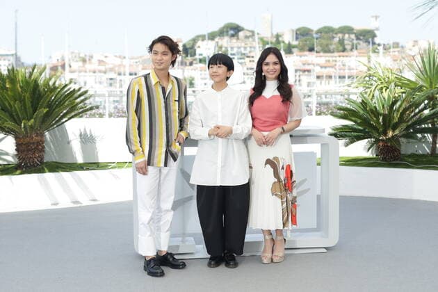 75eme Festival International du Film de Cannes. Photocall du film Plan 75 Ayaro Isomura, Shie Hayakaojja, Arianne Stefanie 280417 0000-00-00 Cannes France  Copyright: xTerencexBaelenx STAR_280417_013
