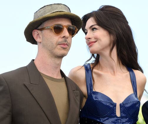 American actress Anne Hathaway and actor Jeremy Strong attend the photo call for Armageddon Time at Palais des Festivals at the 75th Cannes Film Festival, France on Friday, May 20, 2022.  CAN20220520105 RUNExHELLESTAD