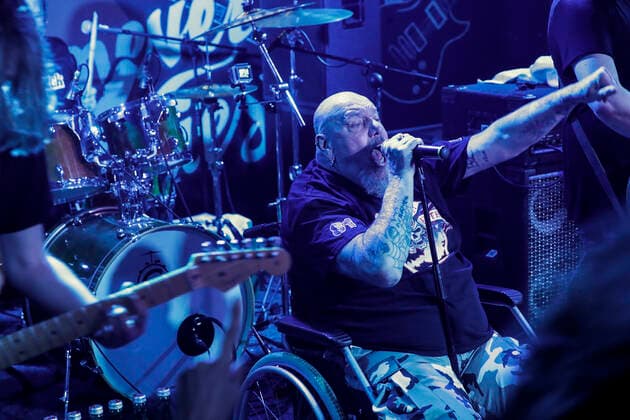 Former Iron Maiden frontman Paul Di™Anno performing in Zagreb Former Iron Maiden frontman Paul Di™Anno perform on the Bikers Beer Factory stage and put on a spectacle just a day before Iron Maiden kicks off their world tour on May 22, with a concert at the Arena Zagreb, in zagreb, Croatia, on May 21,2022. JuricaxGaloic PIXSELL