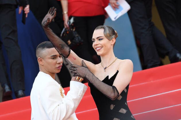 Cannes 2022 - 75th International Film Festival, Eighth Evening - Red Carpet of the film L Innocent (The Innocent). In the photo Cara Delevingne and Olivier Rousteing  Copyright: xManuelexMangiarottix xipa-agencyx xvenezia2020x
