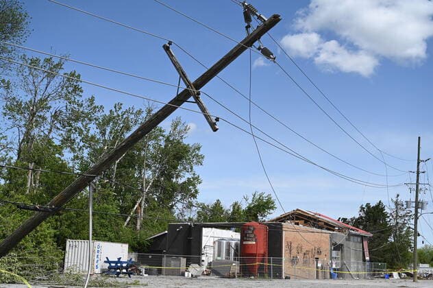 May 24, 2022, Uxbridge, ON, Canada: Fallen hydro wires are seen in Uxbridge, Ont., on Tuesday, May 24, 2022, after a major storm hit parts of Ontario on Saturday, May 21, 2022, leaving extensive damage. Uxbridge Canada - ZUMAc35_ 20220524_zaf_c35_129 Copyright: xJonxBlackerx