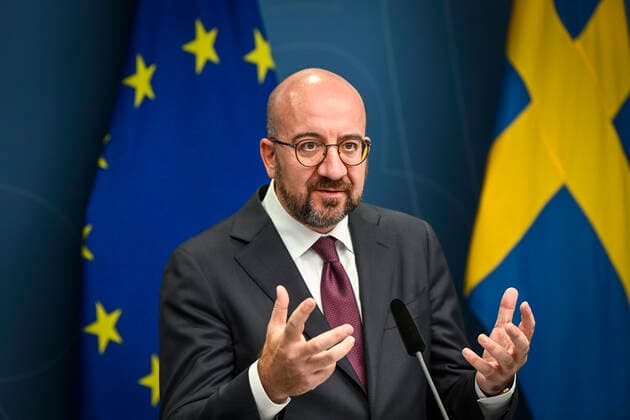 News Themen der Woche KW21 President of the European Council Charles Michel (pictured) and Sweden s Prime Minister Magdalena Andersson gives a joint news conference in Stockholm, Sweden, on May 25, 2022. STOCKHOLM SWEDEN DIPLOMACY x10080x *** President of the European Council Charles Michel pictured and Sweden s Prime Minister Magdalena Andersson gives a joint news conference in Stockholm, Sweden, on May 25, 2022 STOCKHOLM SWEDEN DIPLOMACY x10080x,  Copyright: xFredrikxSandberg TTx SWEDEN EU MICHEL VISITS