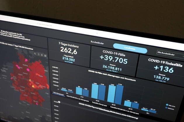 Dashboard des RKI, die 7-Tage-Inzidenz liegt nun bei 262,6 7-Tage-Inzidenz, Dashboard des RKI auf einem Monitor am 26.05.2022 in Siegen Deutschland.
