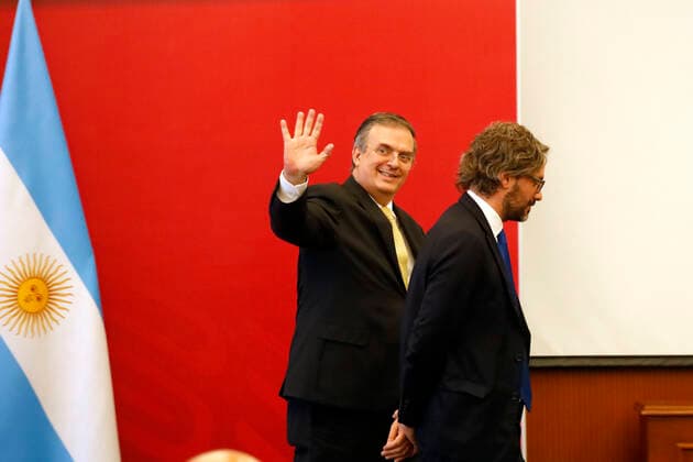 May 26, 2022, Mexico City, Mexico City, Mexico: Mexico s Foreign Affairs Minister Marcelo Ebrard during a press conference to sign agreement of alliance between the countries Argentina-Mexico at the Mexican Foreign Ministry. On May 26, 2022 In Mexico City, Mexico. Mexico City Mexico - ZUMAe321 20220526_zia_e321_041 Copyright: xLuisxBarronx xEyepixxGroupx