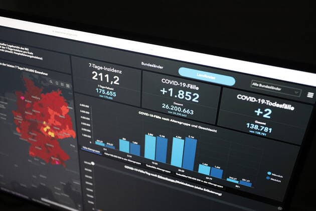 Dashboard des RKI, die 7-Tage-Inzidenz liegt nun bei 211,2 7-Tage-Inzidenz, Dashboard des RKI auf einem Monitor am 27.05.2022 in Siegen Deutschland.