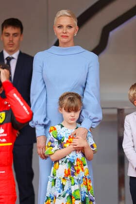 Monaco, Monte Carlo - May 29, 2022: FIA Formula 1 World Championship, Monaco Grand Prix, Price Giving Ceremony with HSH Princess Charlene de Monaco and Princess Gabriella de Monaco. Mandoga Media Formula 1 Grand Prix de Monaco, Prize Giving Ceremony