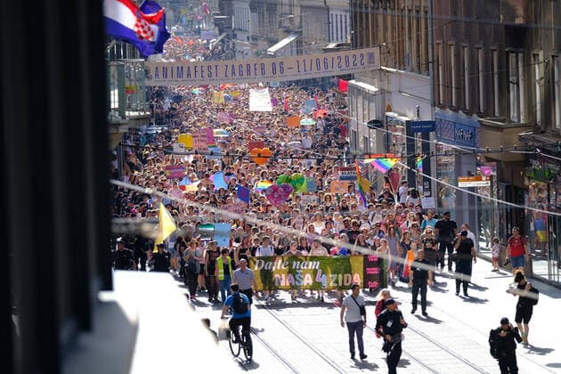 21st Zagreb Pride Parade Participants attend the 21st Zagreb Pride march for equality under the ironic motto Give us our four walls! , in Zagreb, Croatia, on Junce 4, 2022. SlavenxBranislavxBabic PIXSELL