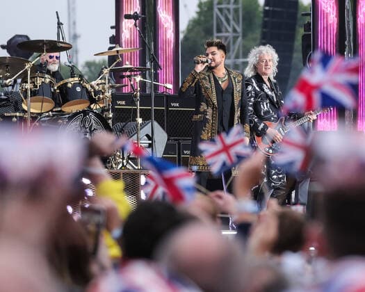Queen and Adam Lambert open the Platinum Jubilee Concert outside Buckingham Palace Where: London, United Kingdom When: 04 Jun 2022 Credit: John Rainford Cover Images **NOT AVAILABLE FOR PUBLICATION IN THE UK** Copyright: xx 51634426 EDITORIAL USE ONLY. NOT FOR USE BY NEWSPAPERS BASED IN THE UK.