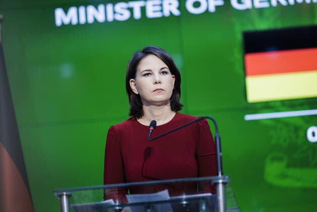 Annalena Baerbock (Buendnis 90 Die Gruenen), Bundesaussenministerin, und Bilawal Bhutto Zardari, Aussenminister der Islamischen Republik Pakistan, geben gemeinsam eine Pressekonferenz nach einem Gespraech, im Aussenministerium der Islamischen Republik Pakistan in Islamabat. 07.06.2022. Islamabad Pakistan