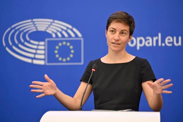 Ska Keller beim Pressebriefing der Fraktion Die Grünen Europäische Freie Allianz im Europäischen Parlament. Straßburg, 07.06.2022 *** Ska Keller at the press briefing of the Green Group European Free Alliance in the European Parliament Strasbourg, 07 06 2022 Foto:xD.xAnoraganingrumx xFuturexImage