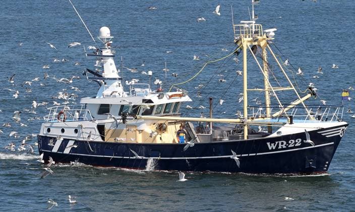 09.06.2022, xsvx, Reise , Holland Niederlande emwir, v.l. Fischerboot Schiff Fischkutter Fische Moewen Kutter Jacqueline WR22 Eierland *** 09 06 2022, xsvx, trip , Holland Netherlands emwir, v l fishing boat ship fishing cutter fish moewen cutter Jacqueline WR22 Eierland