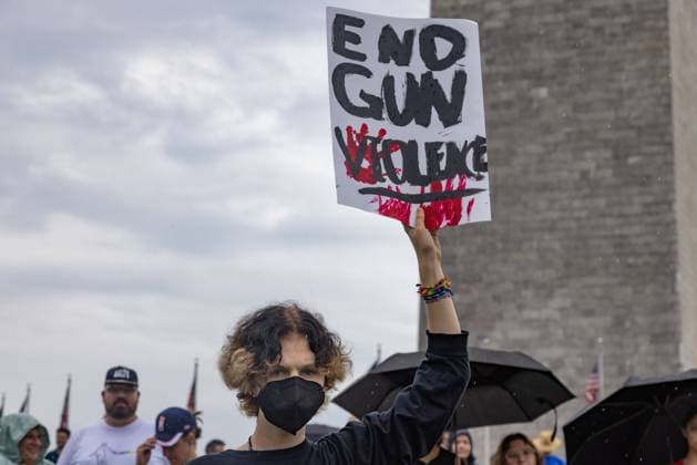March For Our Lives Rally A person holds a sign reading end gun violence at the March For Our Lives rally on June 11, 2022 Washington, D.C. D.C. United States  Copyright: xBryanxOlinxDozierx originalFilename: dozier-marchfor220611_npMNE.jpg