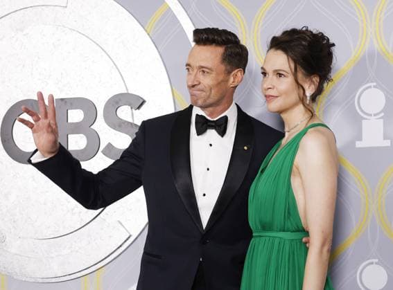 Sutton Foster Hugh Jackman arrive on the red carpet at The 75th Annual Tony Awards at Radio City Music Hall on June 12, 2022 in New York City.  NYP20220612105 JOHNxANGELILLO